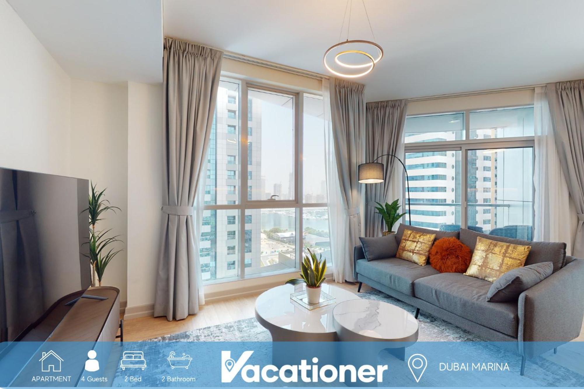 Vacationer I Glamorous 2 Bedroom I Steps From Barasti I Marina Views Apartment Dubai